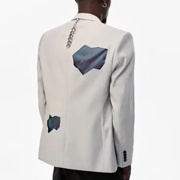 Unawares Men's Sport Coat Adjustable Buckle Destroyed Blazer Jacket Grey - Picture 3 of 16